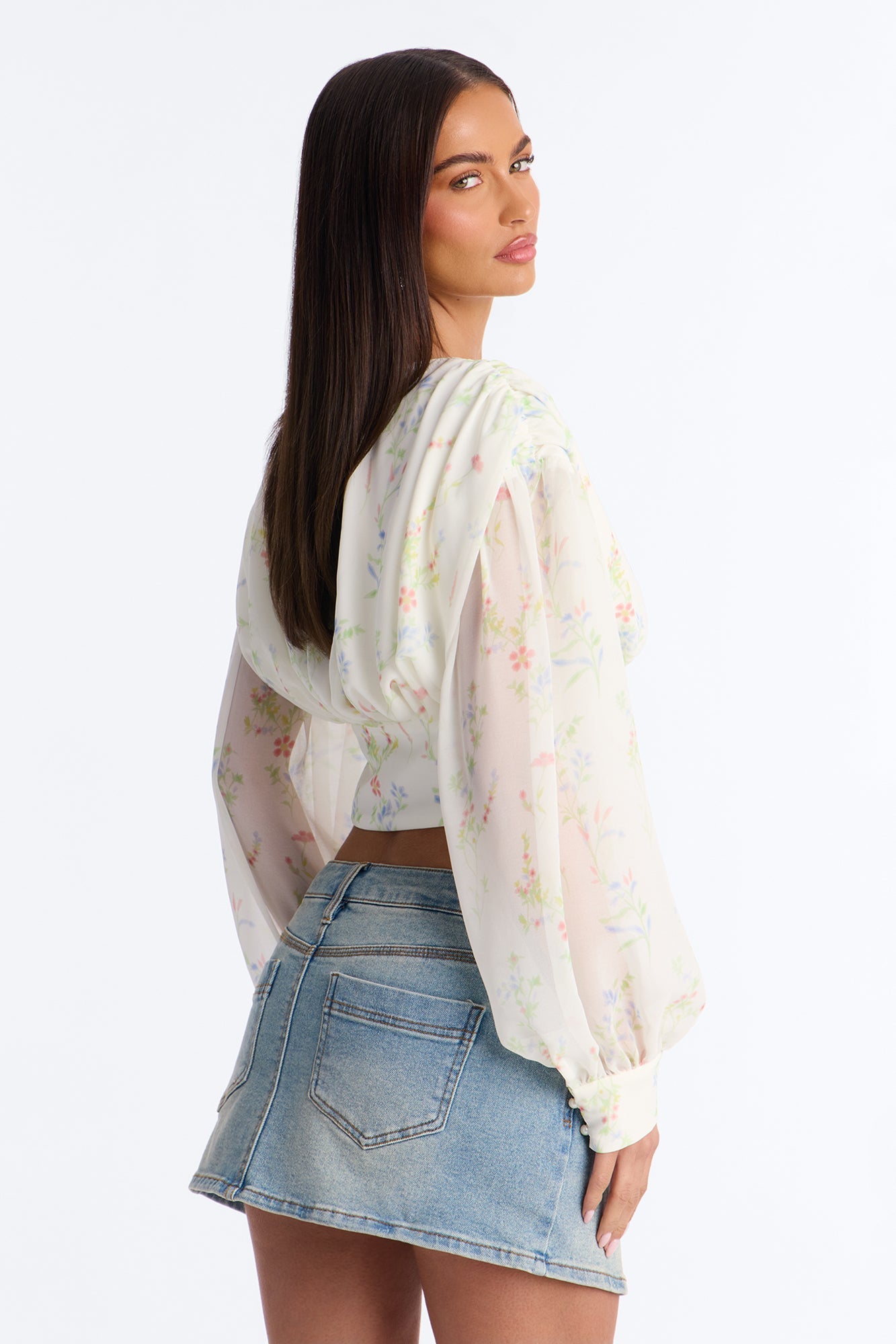 Darling Days Ruched Floral Chiffon Corset - Sage/combo