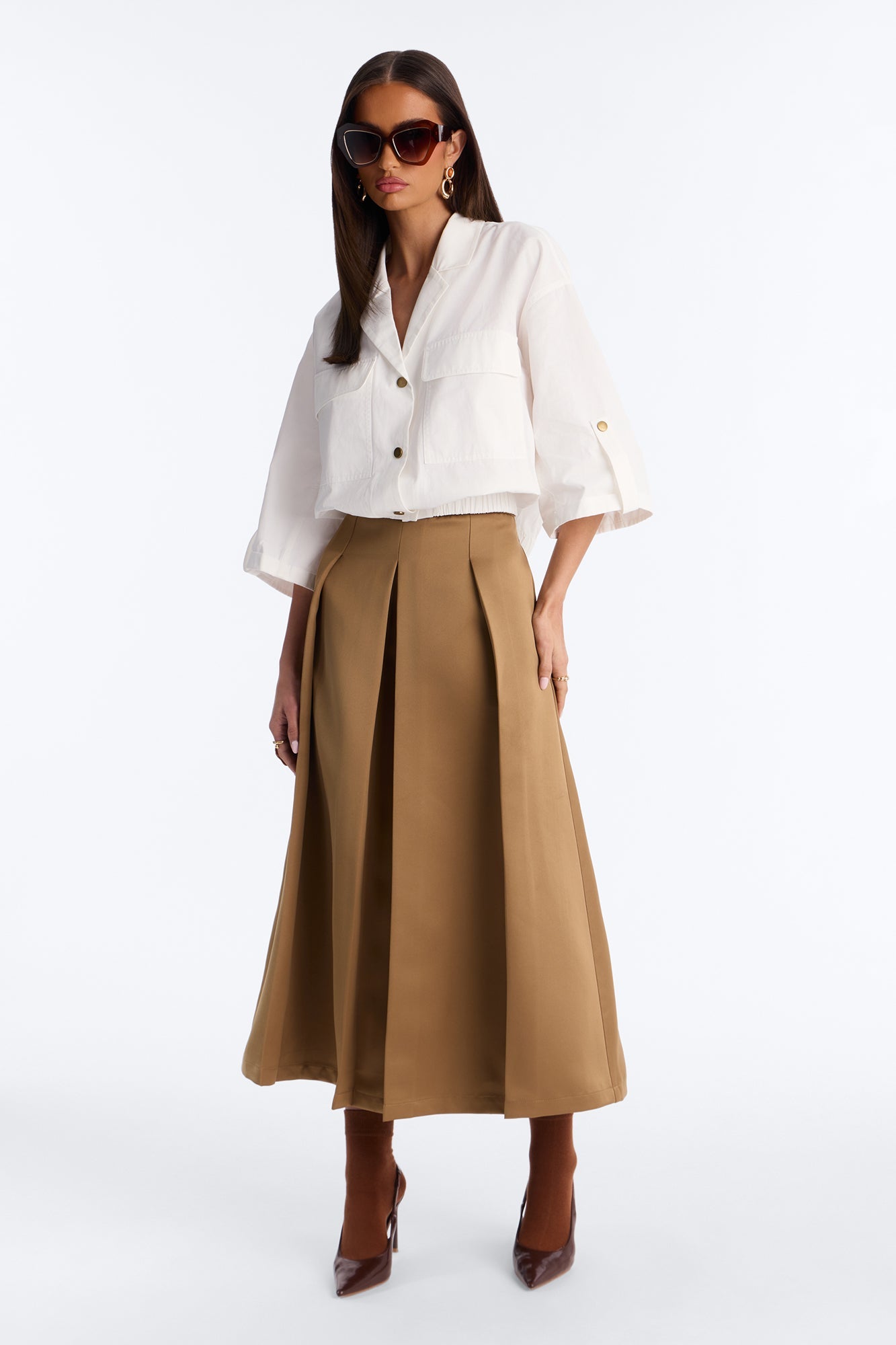 Plans Made Oversized Airflow Shirt - White