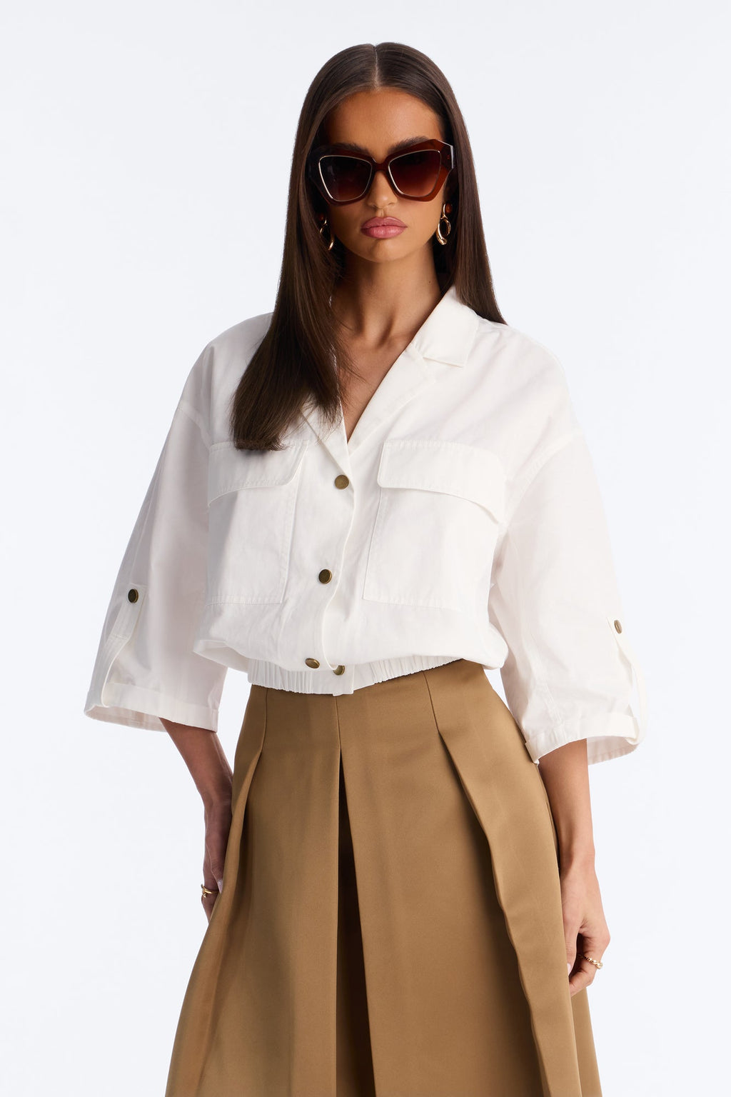 Plans Made Oversized Airflow Shirt - White