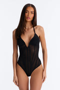 Take Me There Mesh Halter Bodysuit - Black
