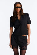 Your New Obsession Fitted Short Sleeve Blazer - Black