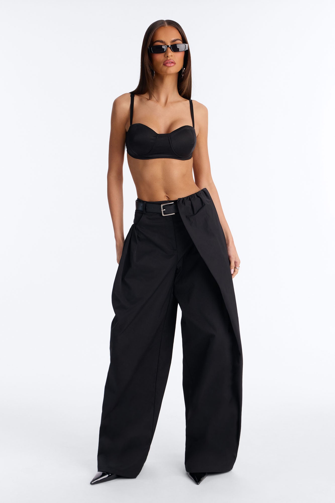 Kass High Rise Belted Wide Leg Pant - Black