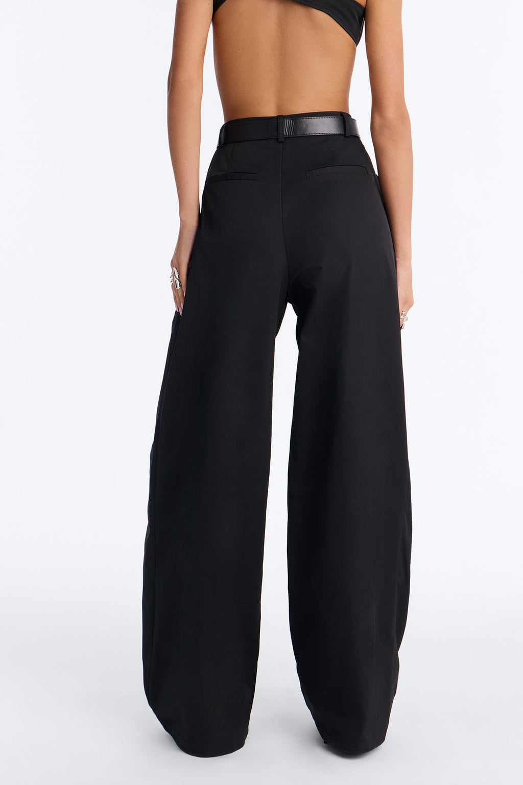Kass High Rise Belted Wide Leg Pant - Black