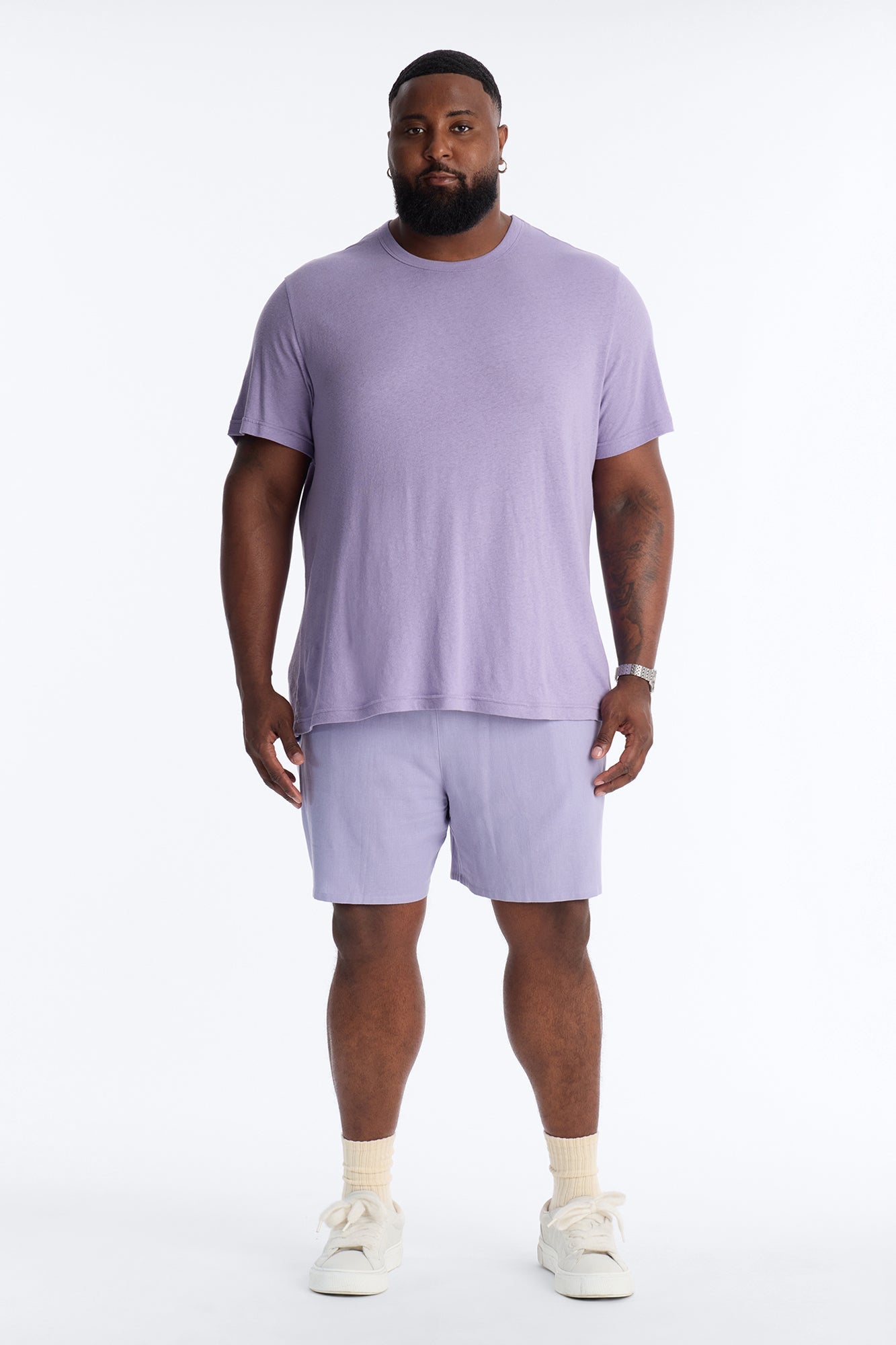 Bahamas Linen Crew Tee - Lavender