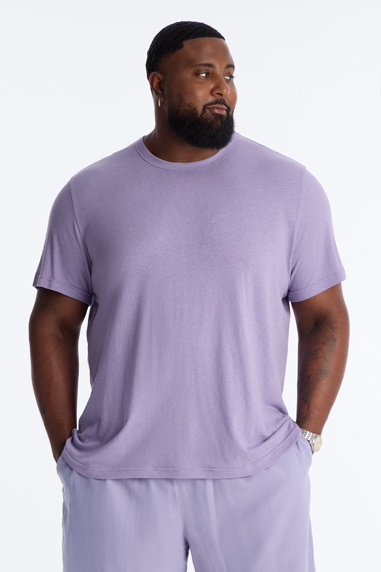 Bahamas Linen Crew Tee - Lavender