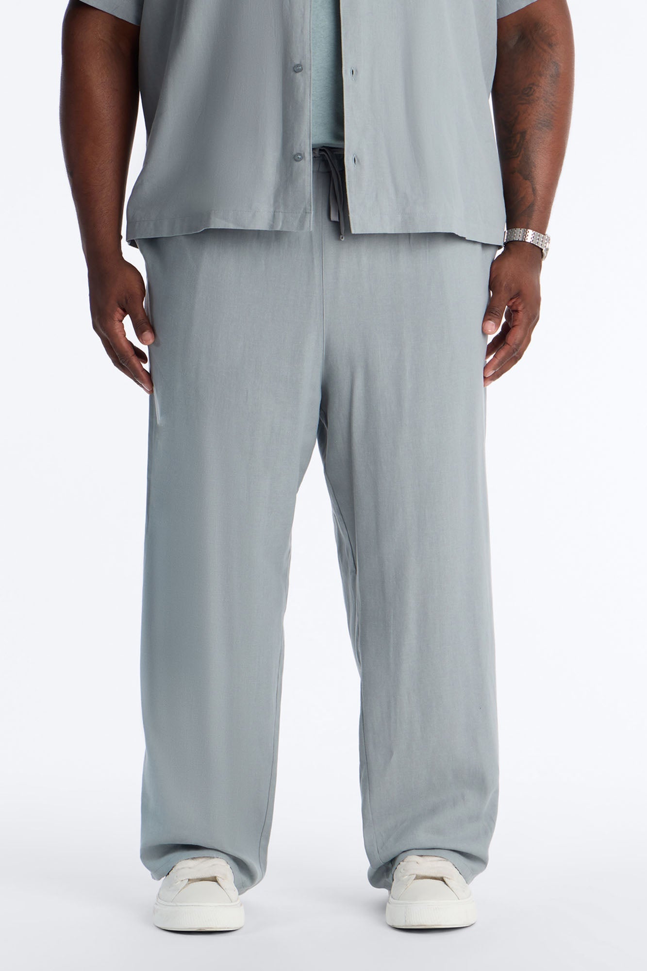 Bahamas Linen Baggy Pull On Pants - Slate Blue