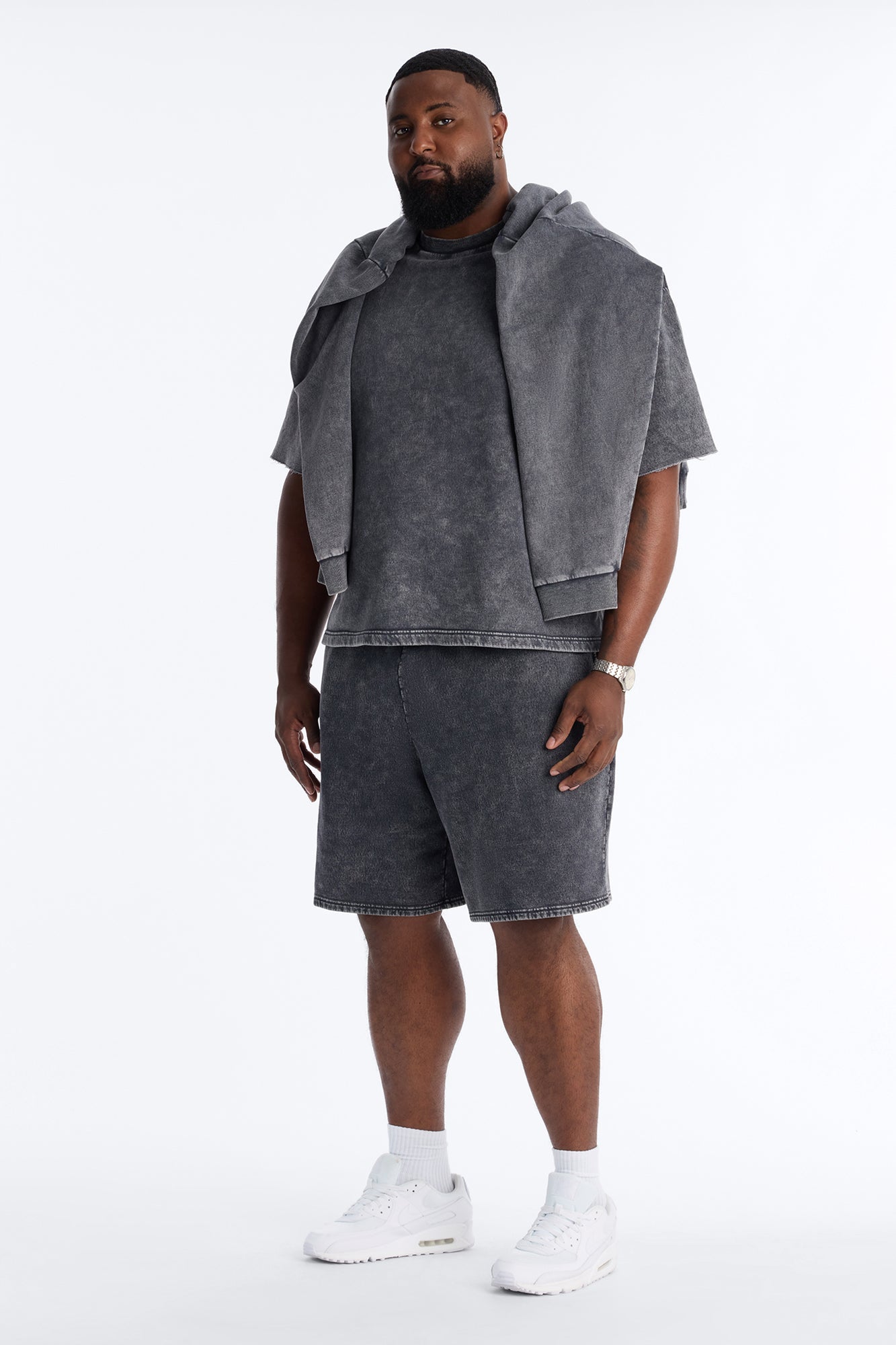 On The Go Washed Tee - Charcoal