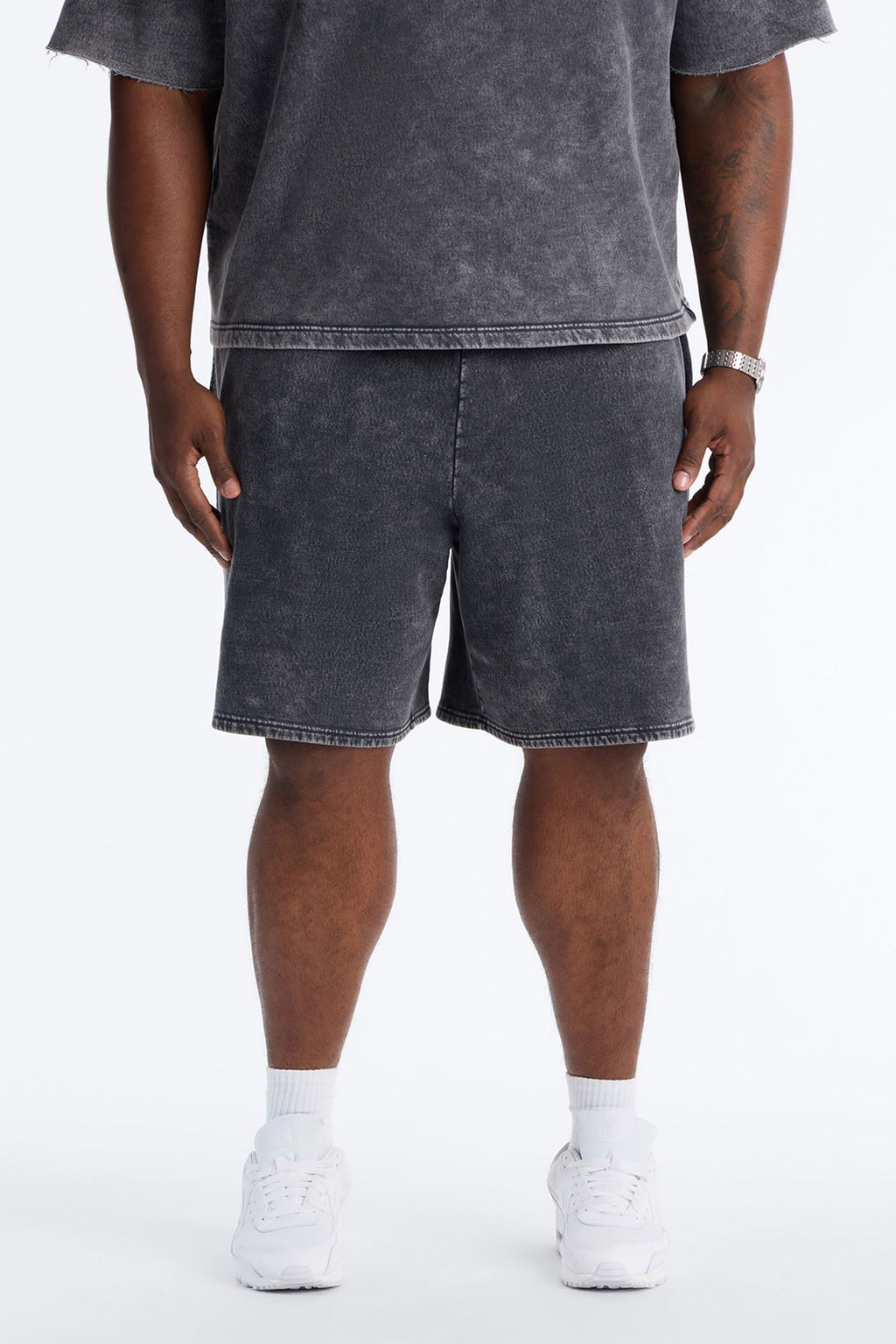 On The Go Washed Sweatshort - Charcoal