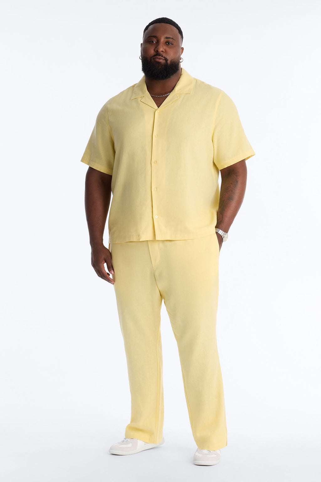 Bahamas Linen Slim Pull On Pants - Butter Yellow