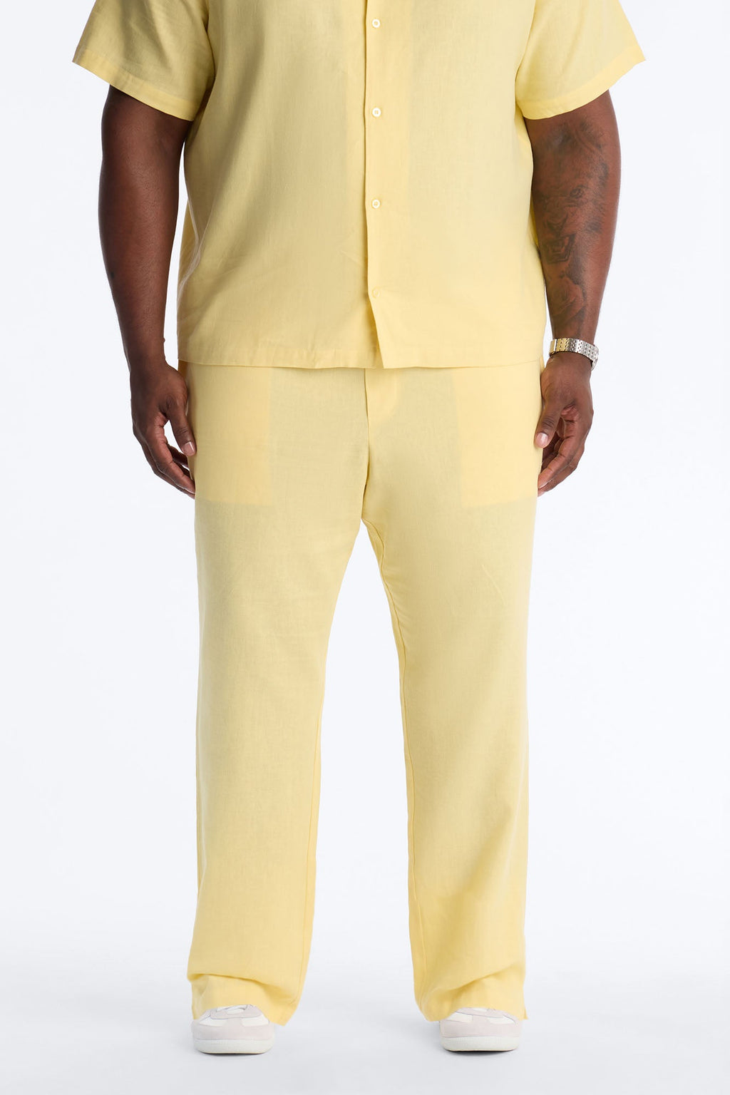 Bahamas Linen Slim Pull On Pants - Butter Yellow