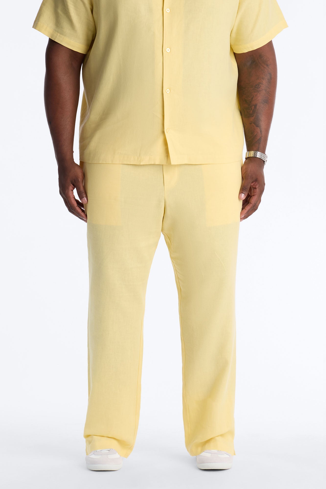 Bahamas Linen Slim Pull On Pants - Butter Yellow