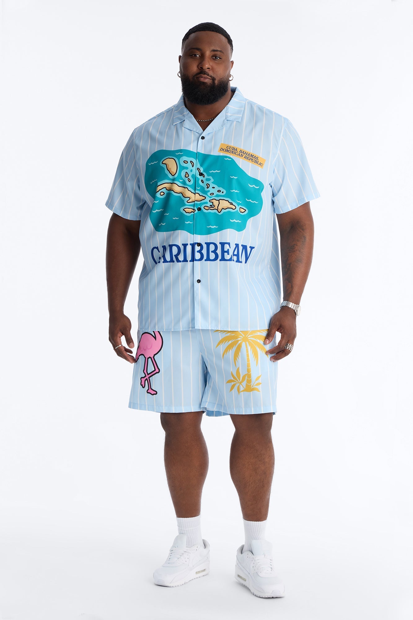 Relaxed Caribbean Vacay Button Up Shirt - Blue