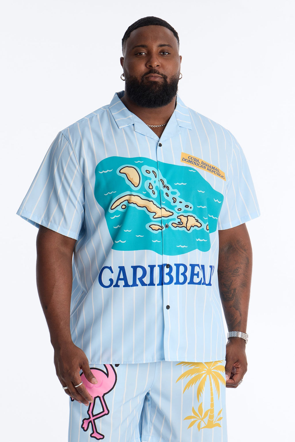 Relaxed Caribbean Vacay Button Up Shirt - Blue