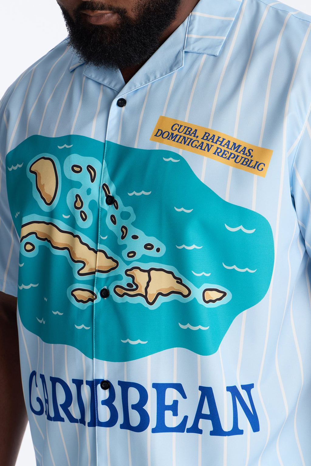 Relaxed Caribbean Vacay Button Up Shirt - Blue