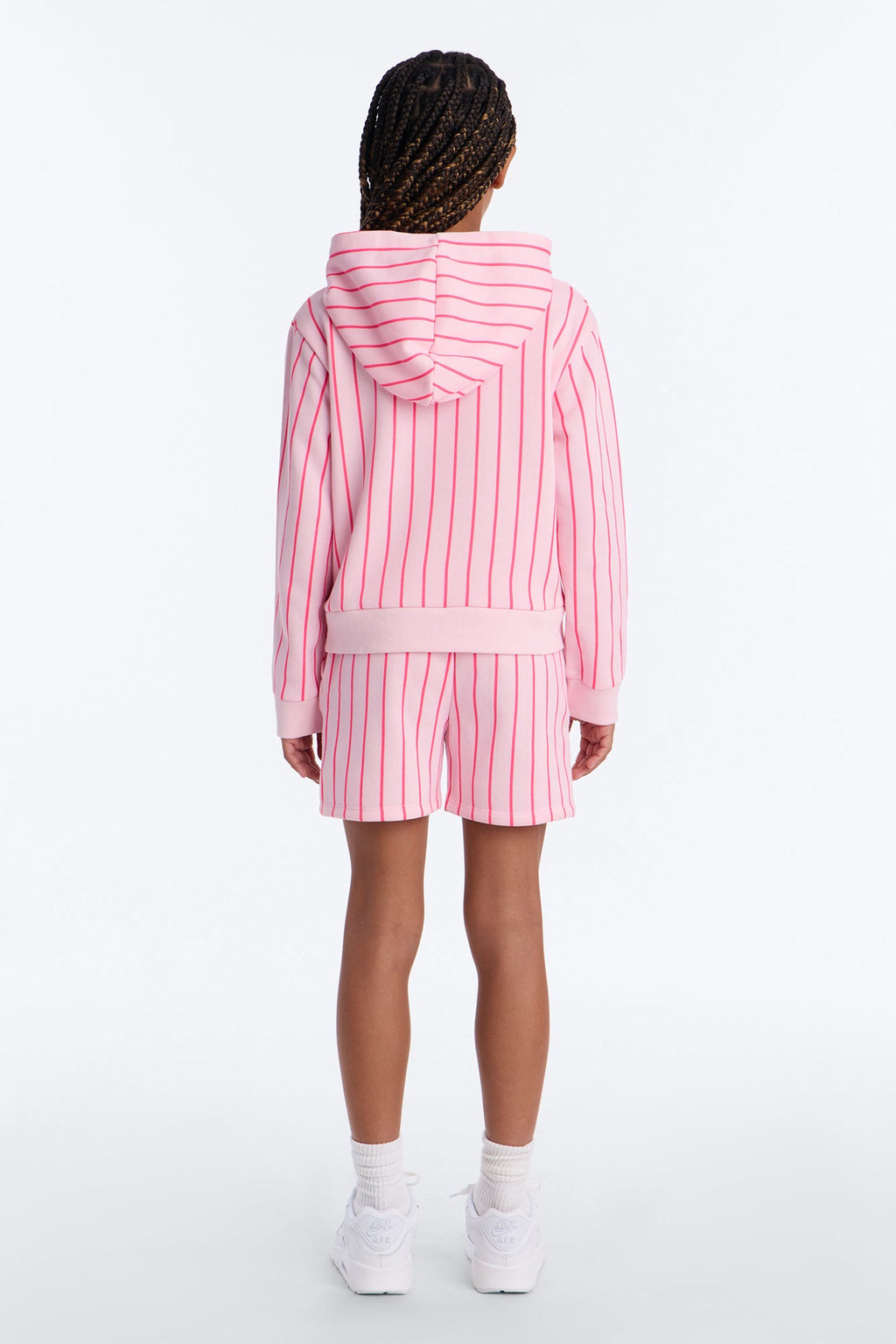 Mini Positive Vibes Striped Hoodie And Short Set - Pink/combo