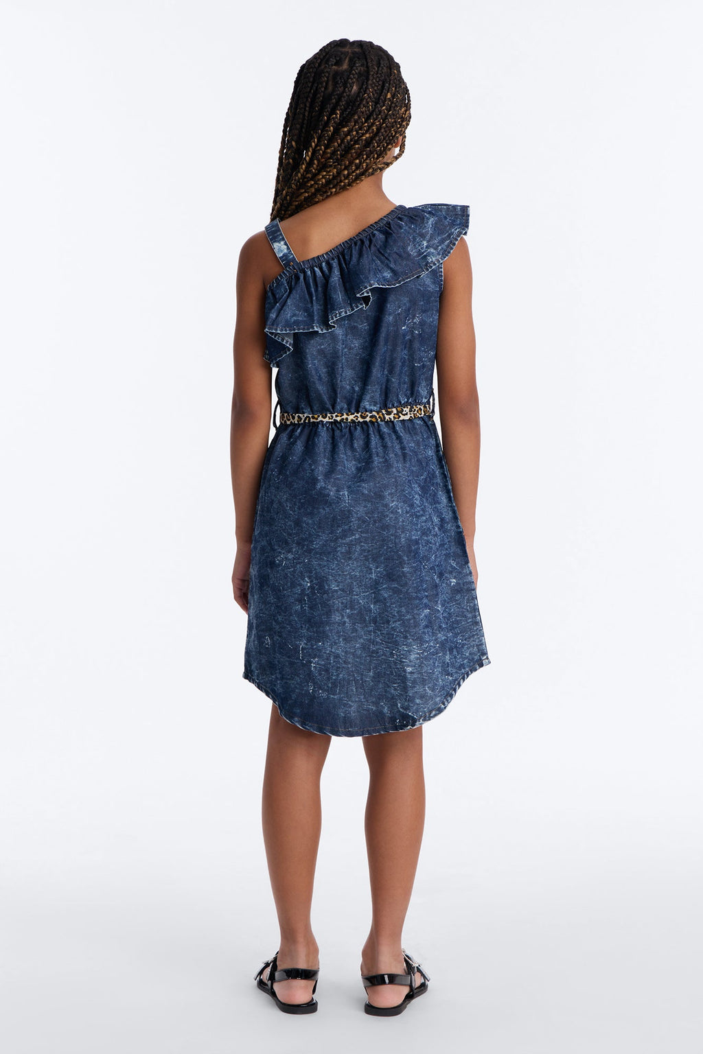 Mini Let's Celebrate One Shoulder Dress - Dark Wash