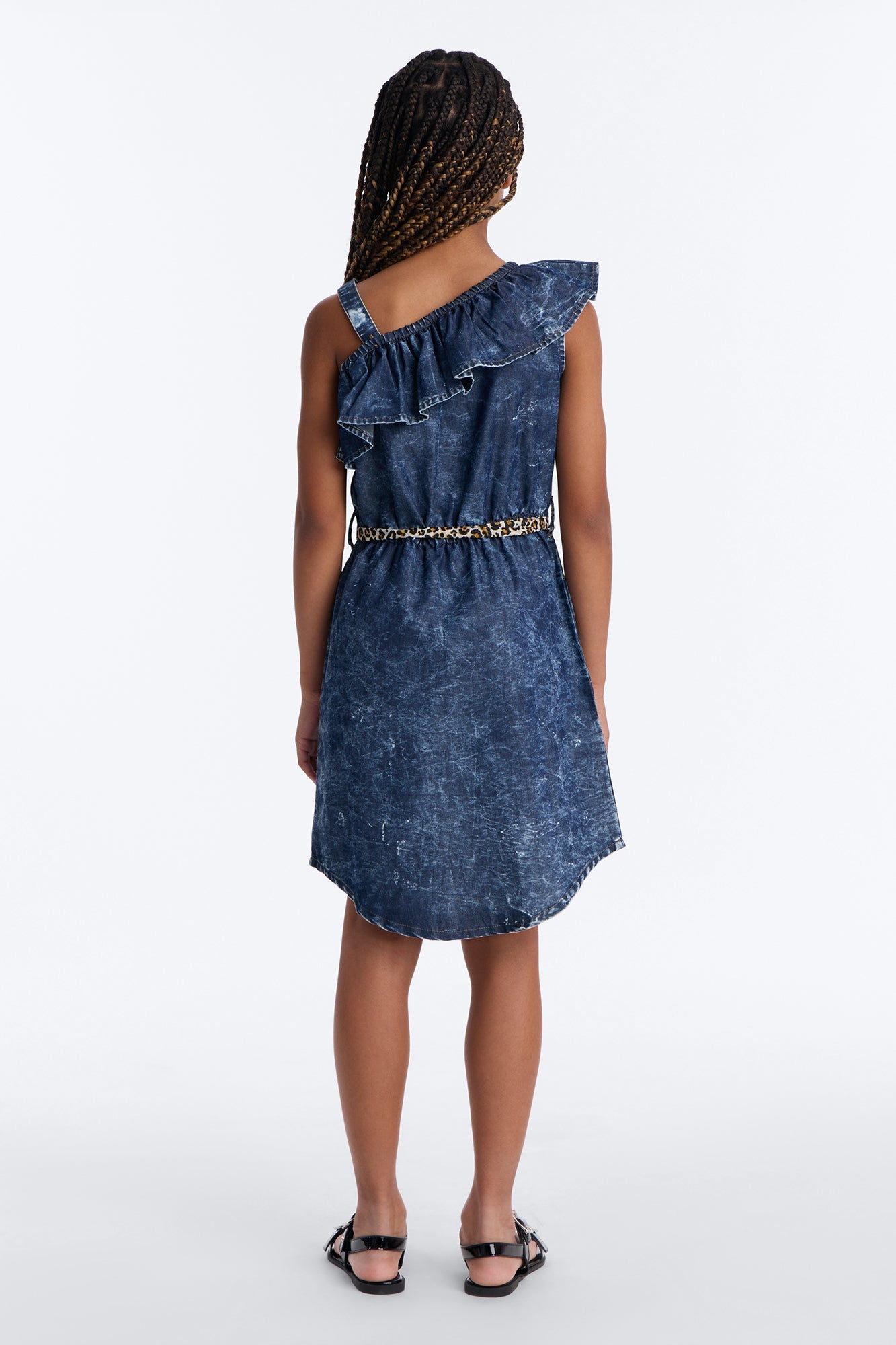 Mini Let's Celebrate One Shoulder Dress - Dark Wash