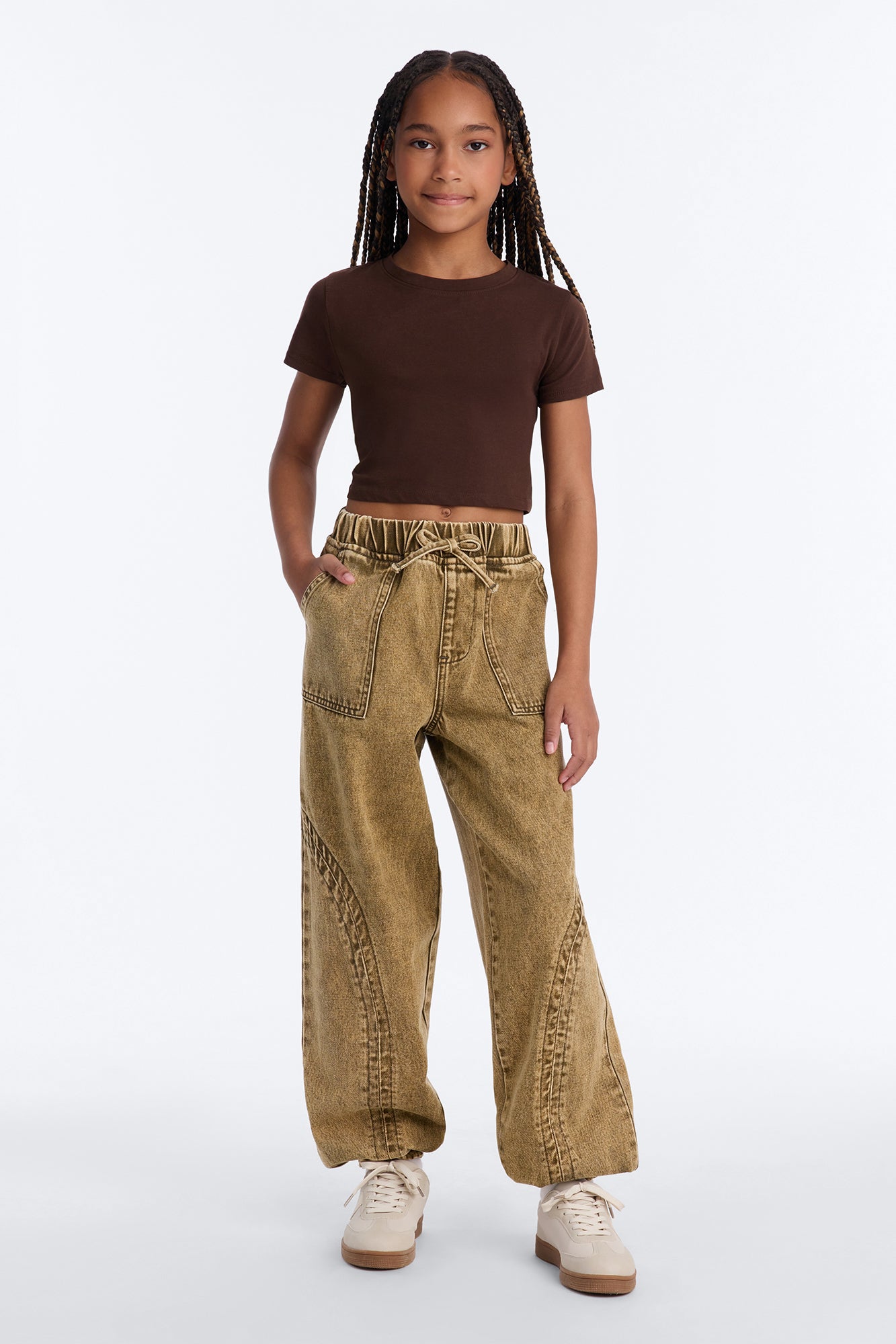Mini Alicia Washed Jogger Twill Pant - Olive