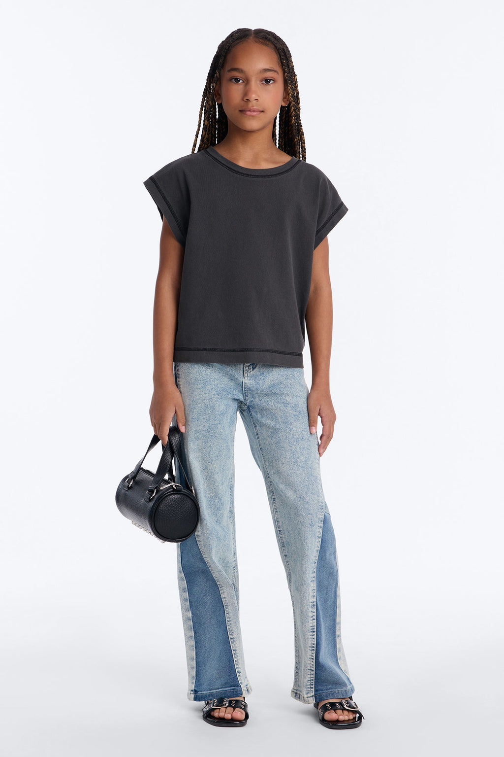 Mini On The Right Track Wide Leg Jeans - Medium Wash