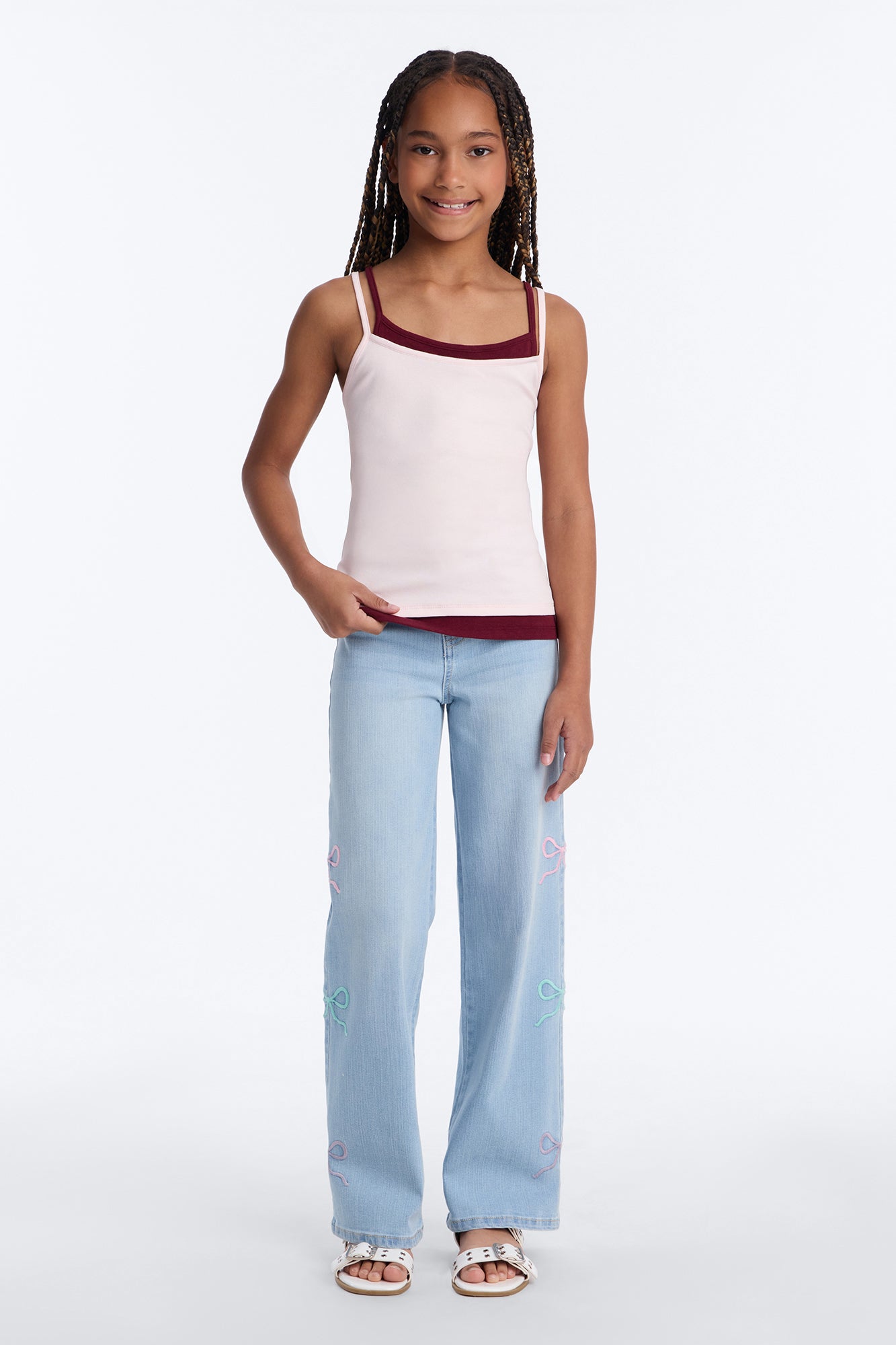Mini Soho Babe Double Layered Cami Top - Pink/combo
