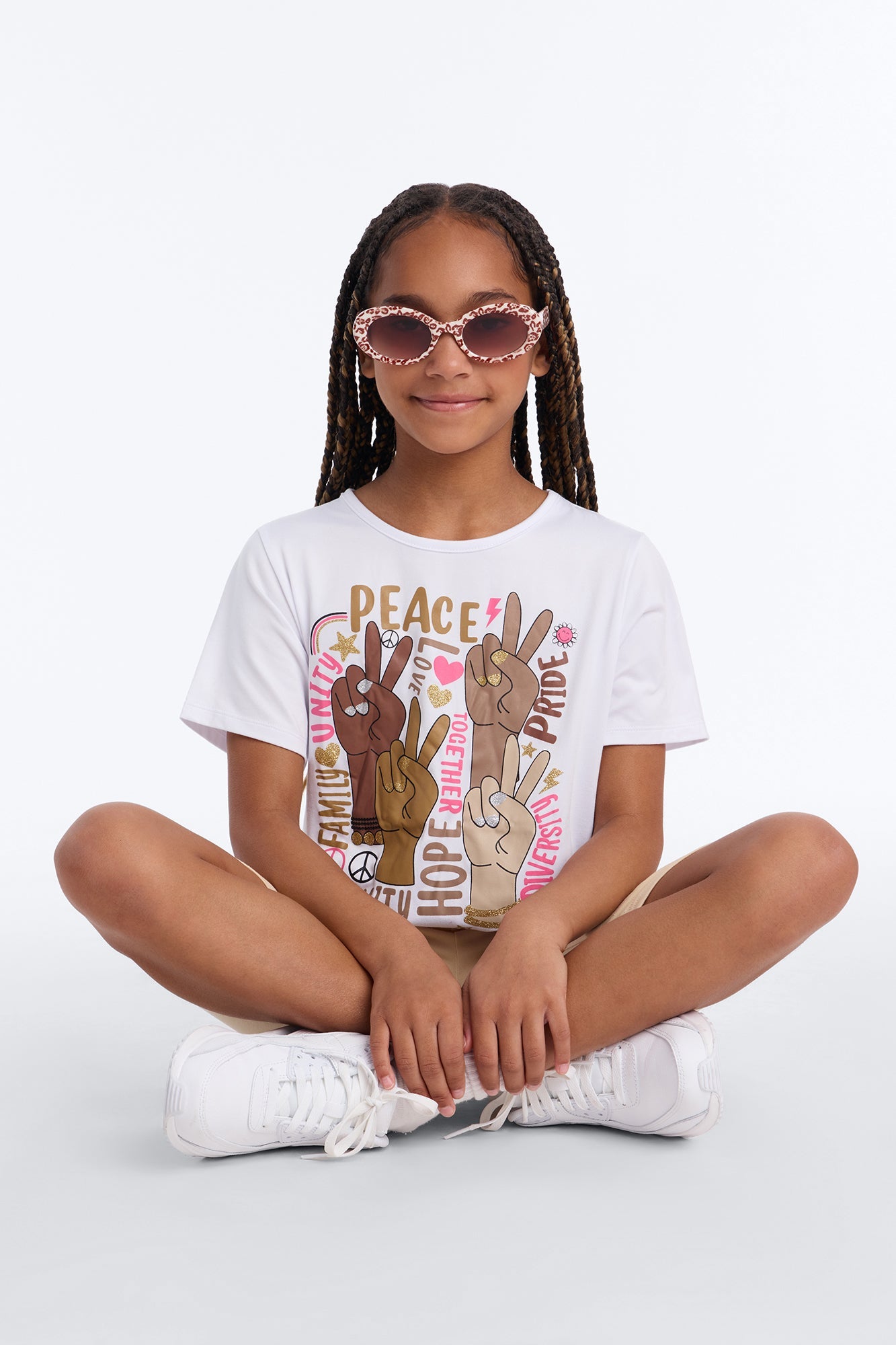 Mini Peace And Equality Bike Short Set - White/combo