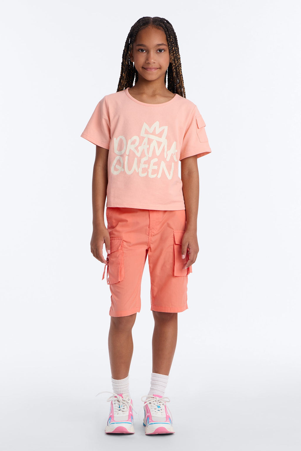 Mini Victoria Cargo Bermuda Shorts - Orange