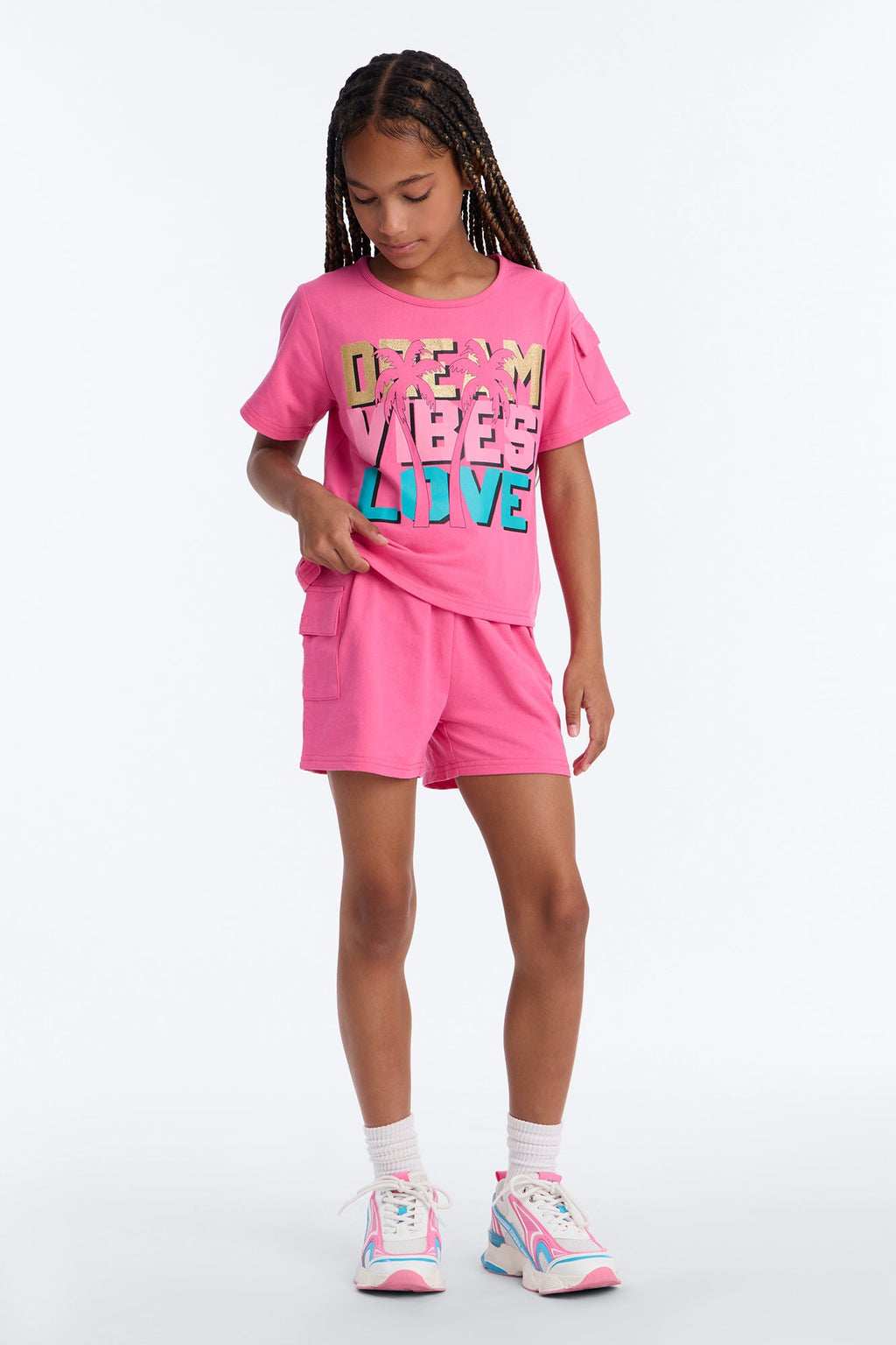 Mini Dream Vibes Love Short Set - Rose