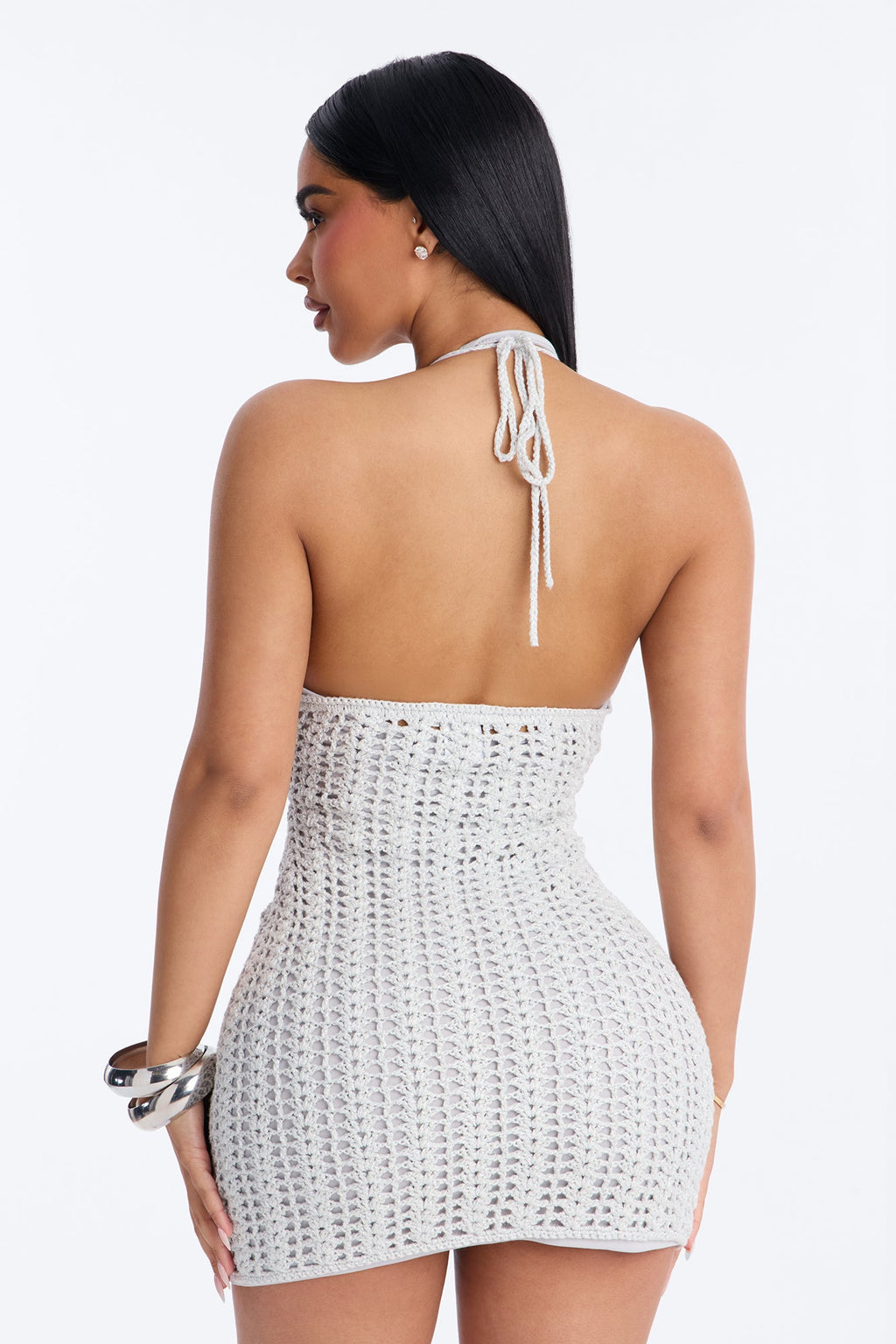 Beach Club Metallic Mini Dress - Silver