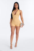 Tanya Textured Backless Micro Romper - Orange
