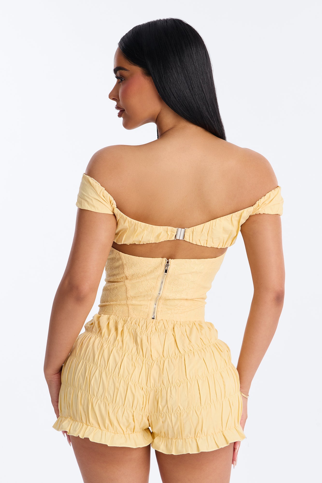 Gigi Poplin Corset And Micro Short Set - Yellow
