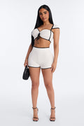 Dariana Sweater Micro Short Set - White