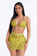 Inches Don’t Lie Mesh Mini Skirt Set - Yellow/combo