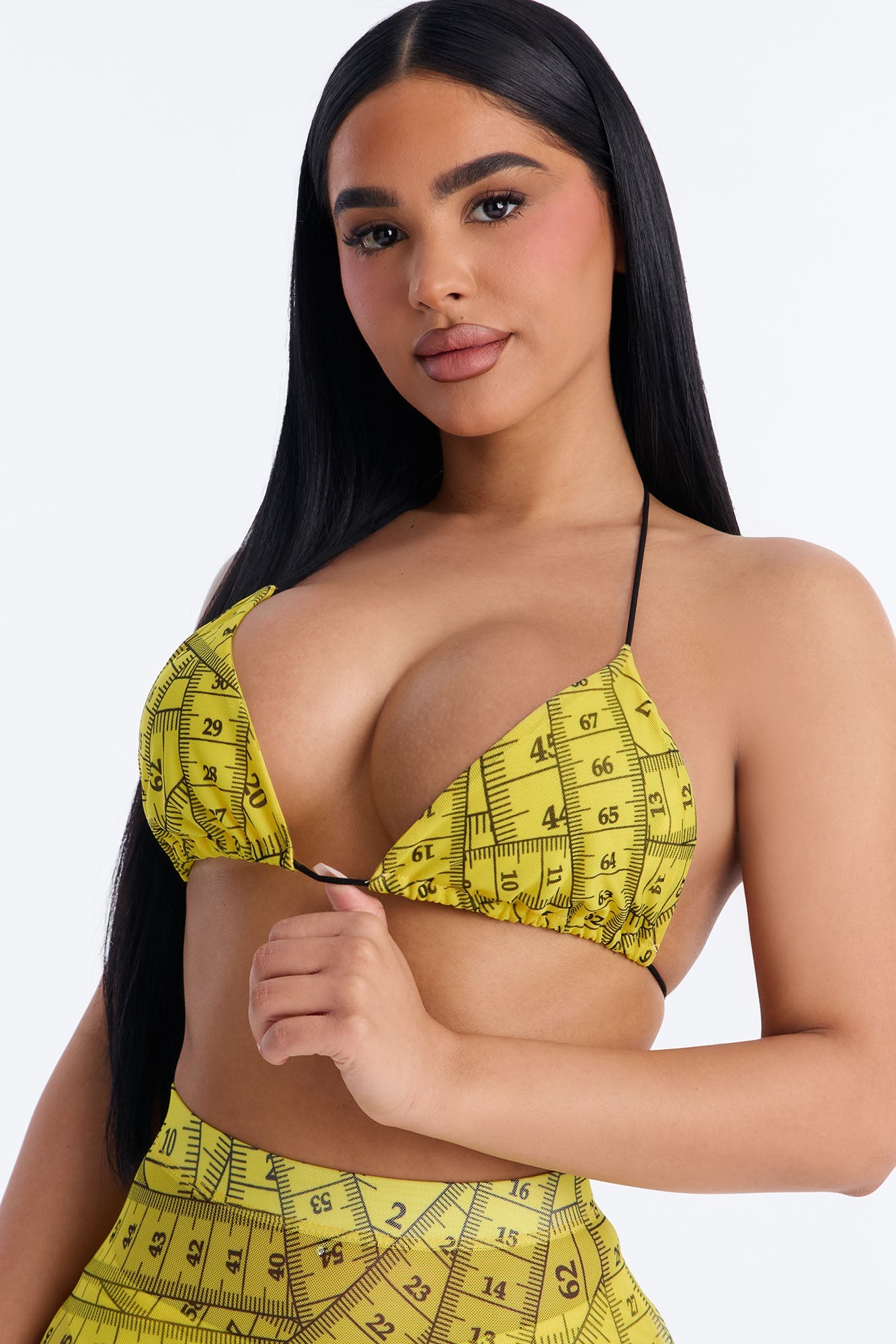 Inches Don’t Lie Mesh Mini Skirt Set - Yellow/combo