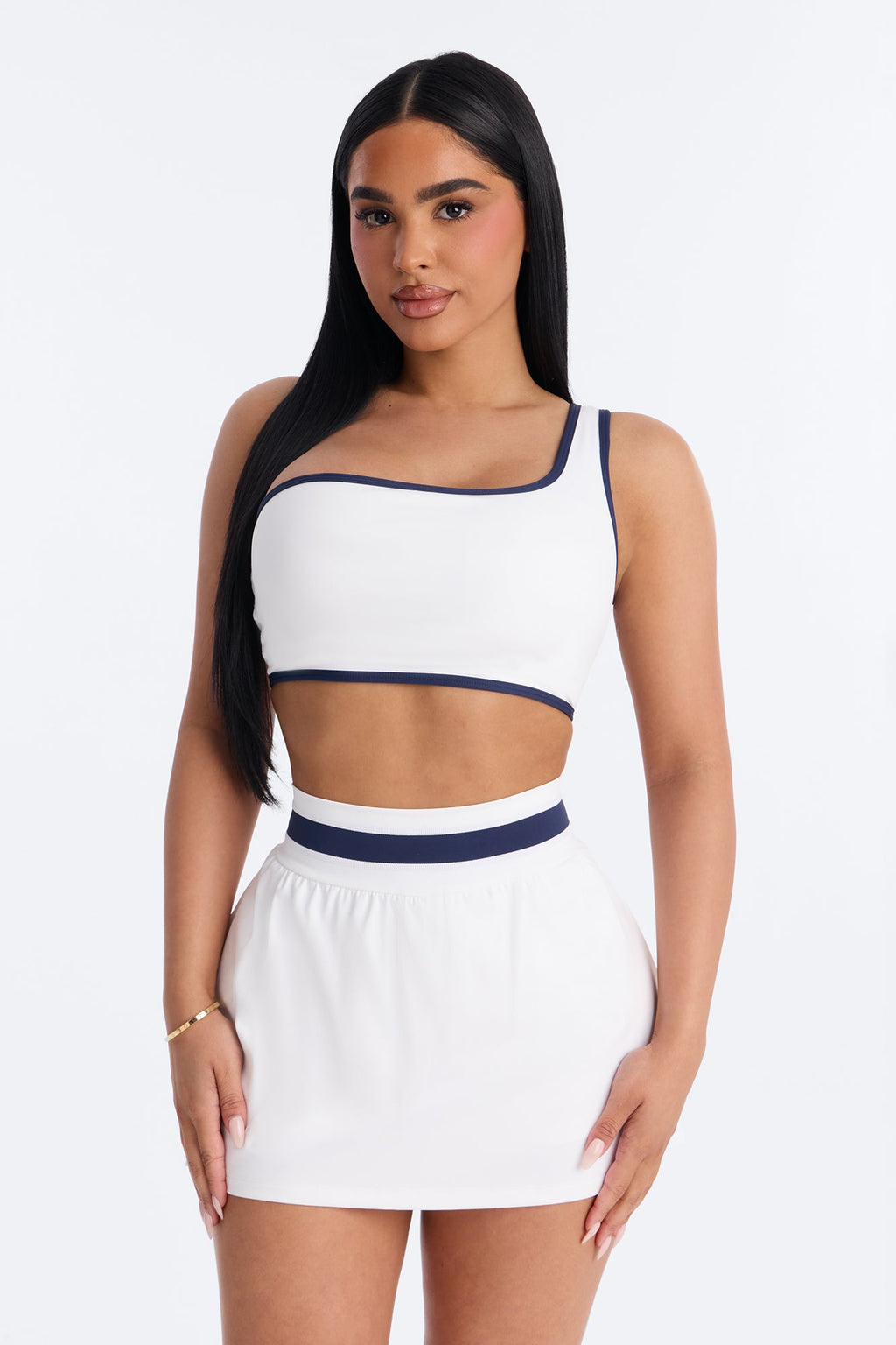 Daniele One Shoulder Skirt Set - White