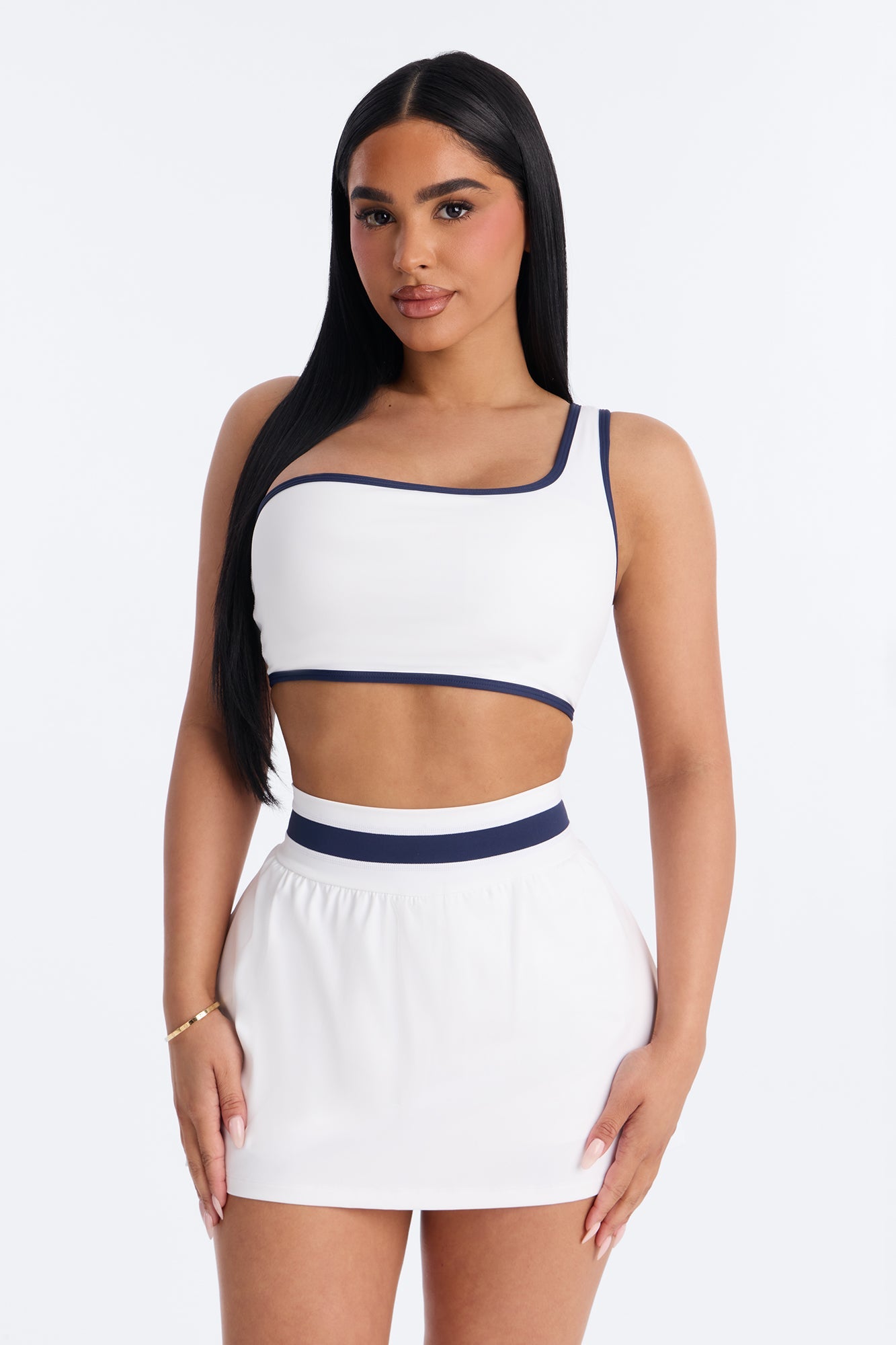 Daniele One Shoulder Skirt Set - White