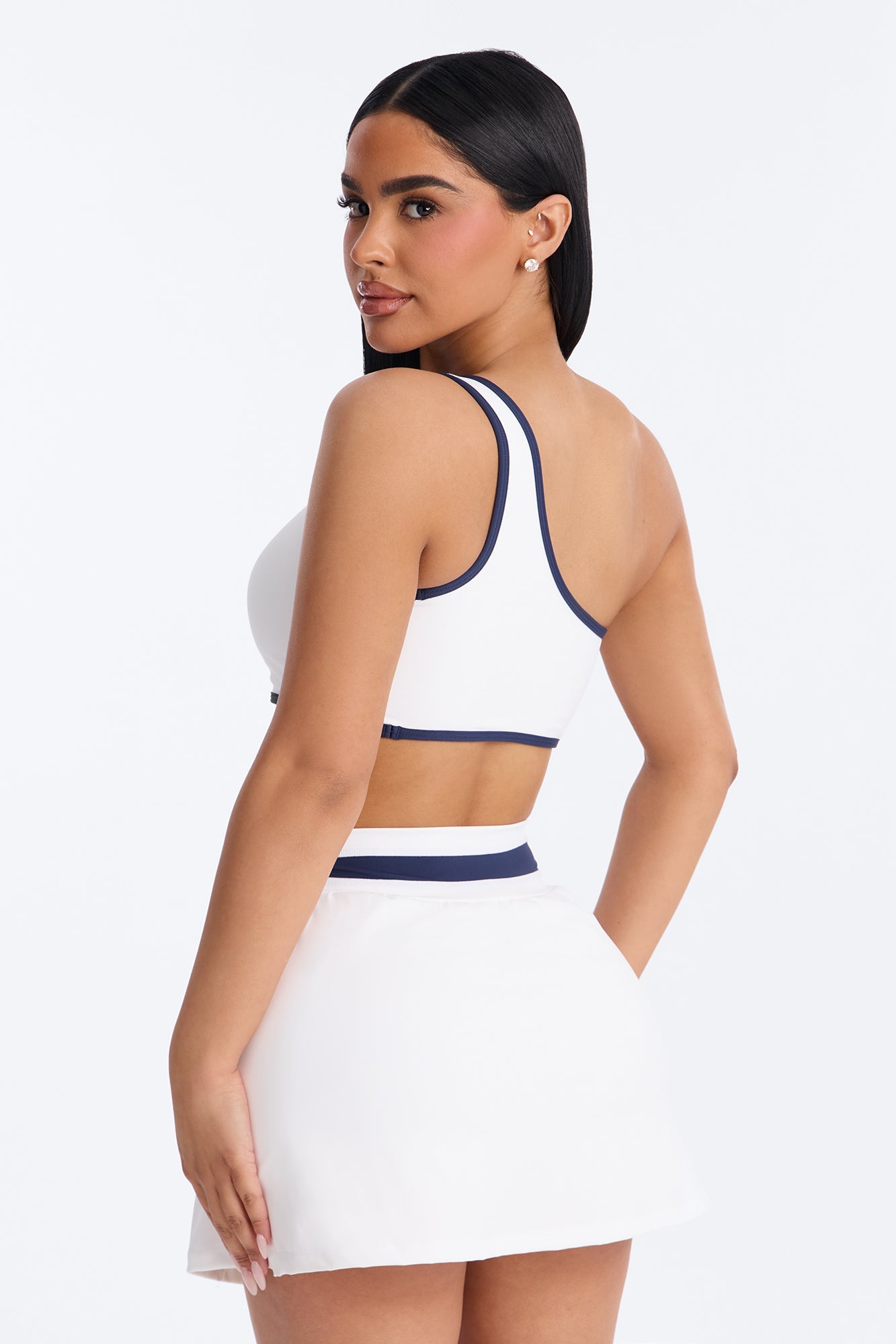 Daniele One Shoulder Skirt Set - White