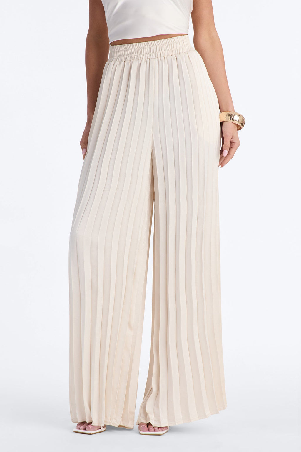 Let's Go Babe Satin Wide Leg Pant 32 - Ivory