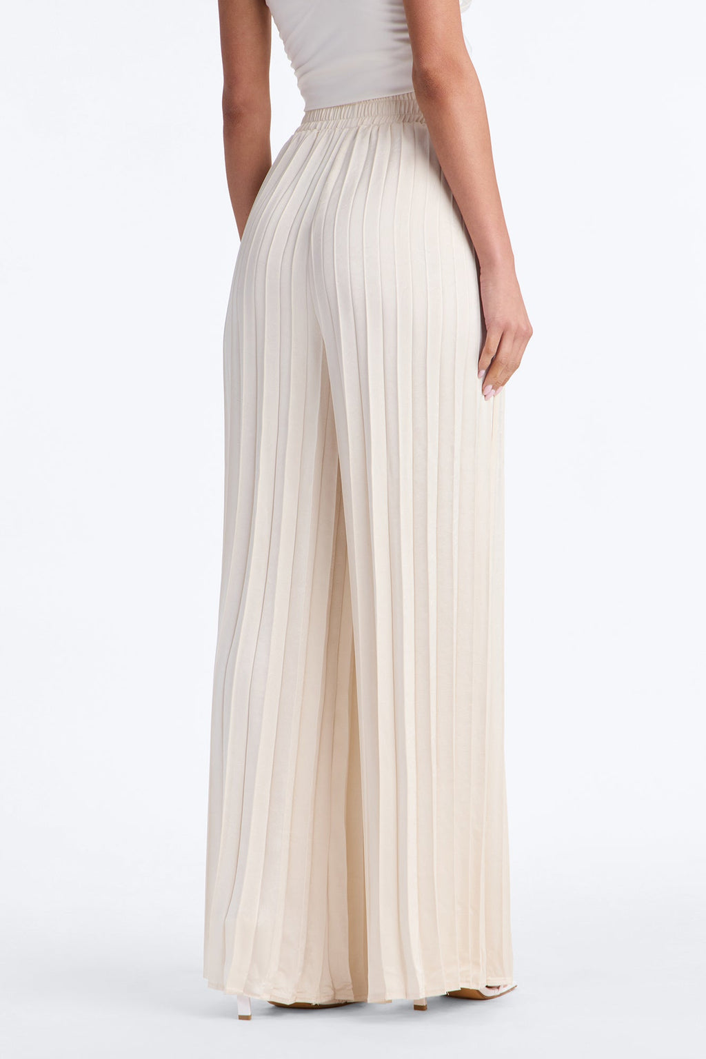 Let's Go Babe Satin Wide Leg Pant 32 - Ivory