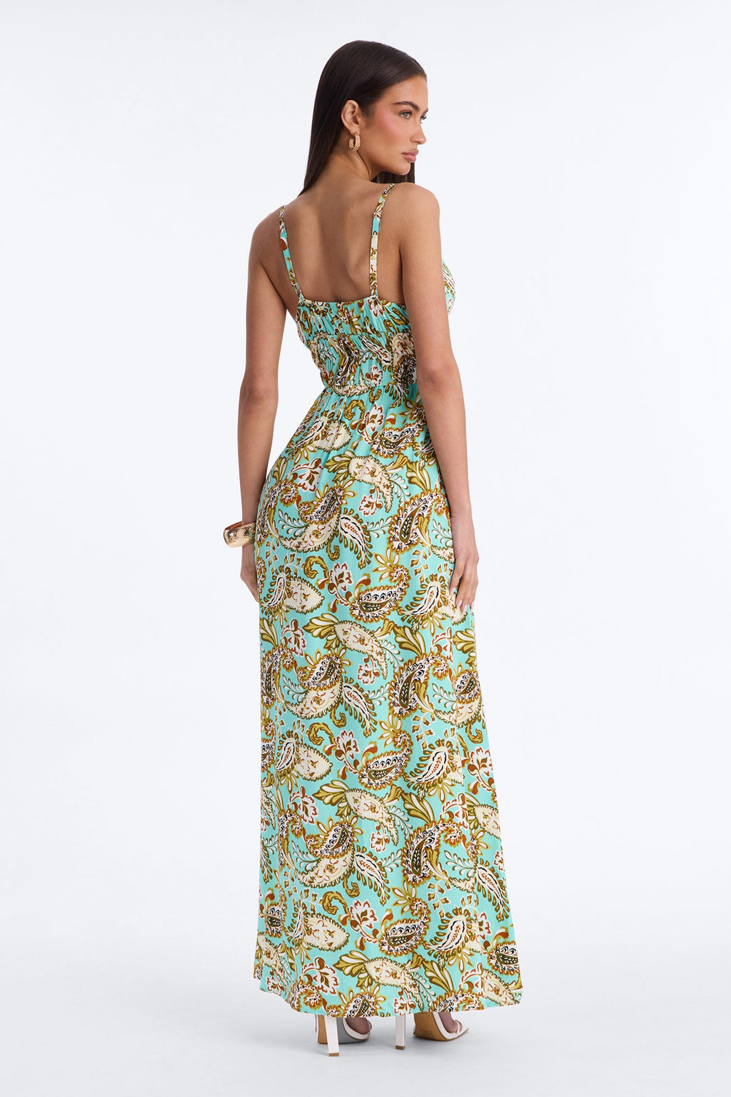 Posie Printed Flowy Maxi Dress - Aqua/Combo