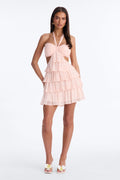 Taryn Ruffle Chiffon Mini Dress - Blush
