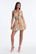 Emma Floral Halter Mini Dress - Pink/combo