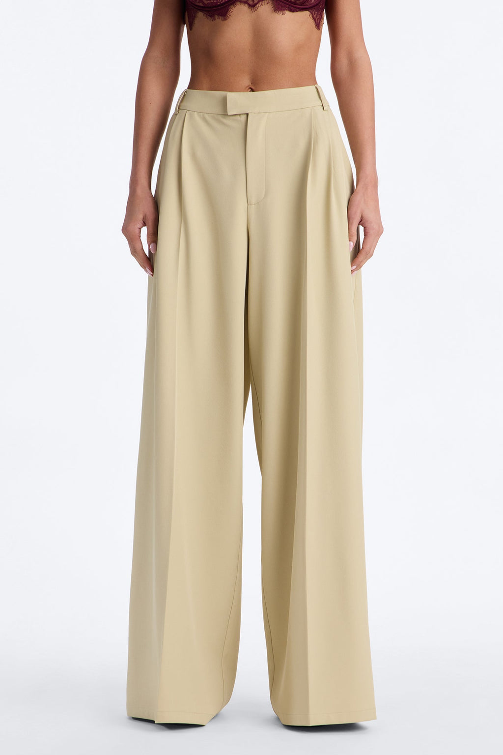Indy High Rise Wide Leg Trouser Pant - Sage
