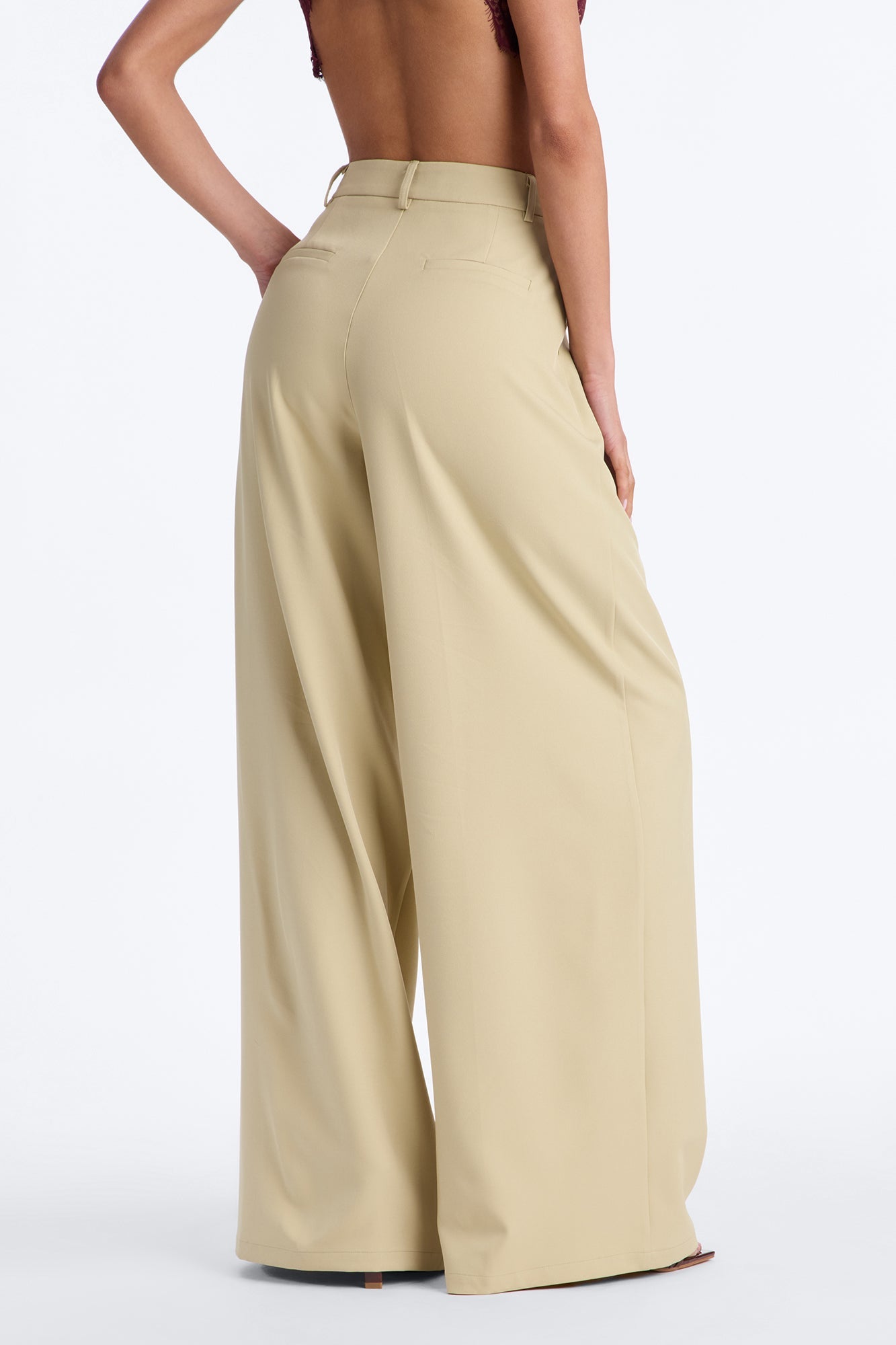 Indy High Rise Wide Leg Trouser Pant - Sage