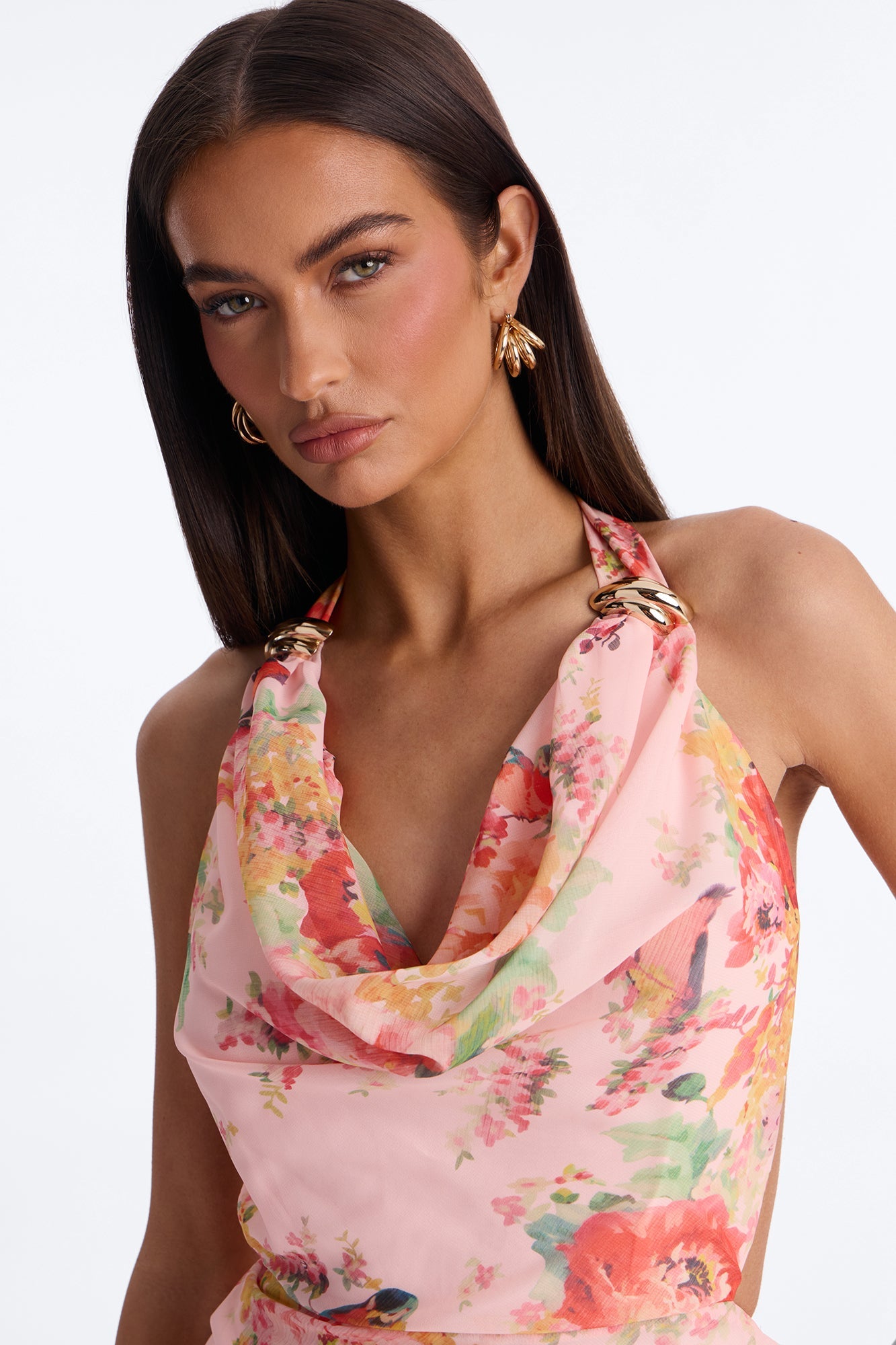 Diana Floral Chiffon Maxi Dress - Pink/combo