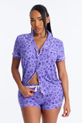 Love Everywhere Short Sleeve PJ Short Set - Purple