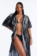 Susanna Boho Tie Dye Swim Cover Up Kaftan - Black