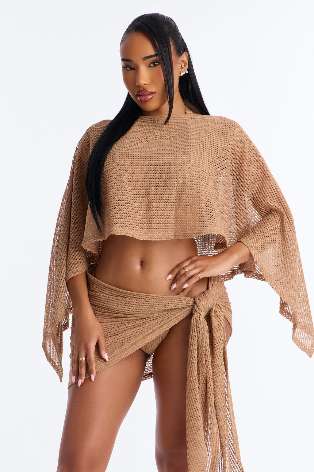 Waiting On You Bikini And Coverup Set - Cream