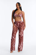Marley Animal Print 3 Piece Triangle Bikini Pant Set - Pink/combo