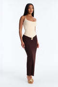 Maura Maxi Skirt Set - Brown/combo