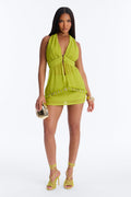 Shoreline Glow Halter Skirt Set - Chartreuse